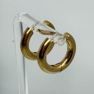 Polished 14k Yellow Gold Mini Hoop Earrings - Women Jewelry